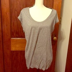 Cap sleeve tunic with sheer back panel